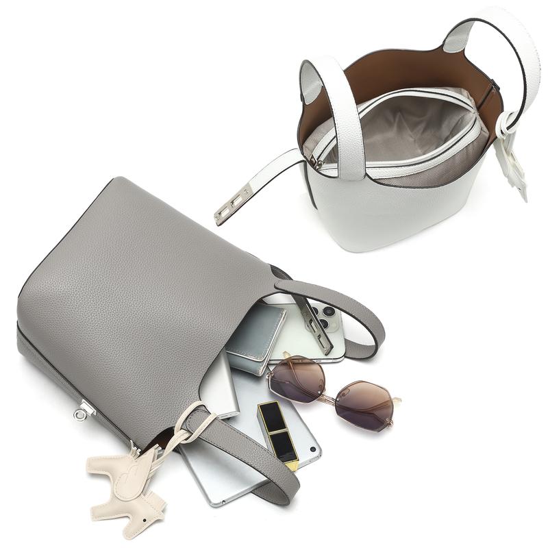 CN6004 Tote Bag for Women Vegan Leather Bucket Purse for Women Top Handle Handbag Shoulder Bag with Detachable Small Purse Yellow Brown TikTokShopHolidayHaul