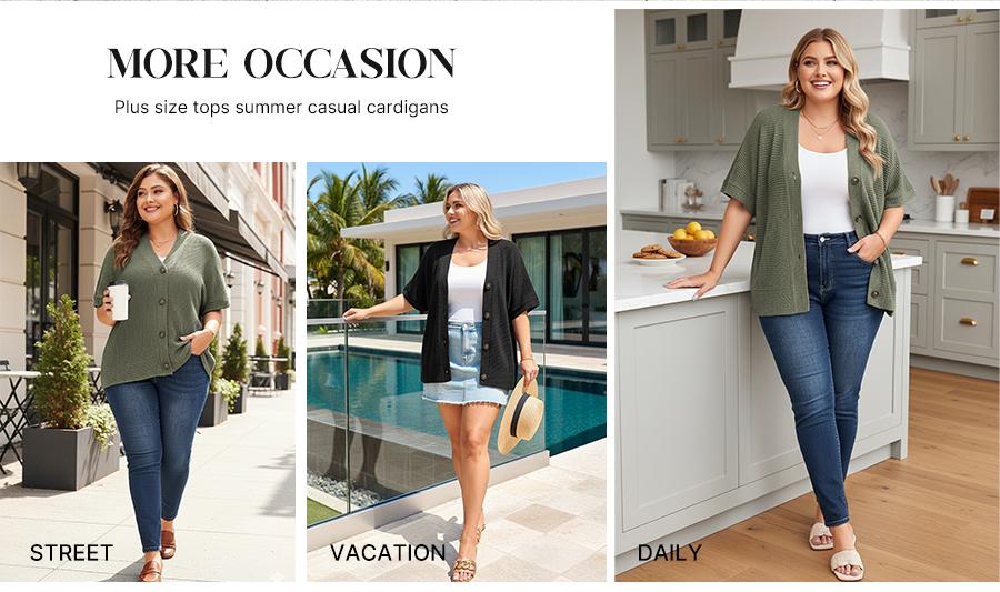 Eytino Womens Plus Size Tops Casual V Neck Short Sleeve Waffle Knit Button Down Shirts(1X-5X)