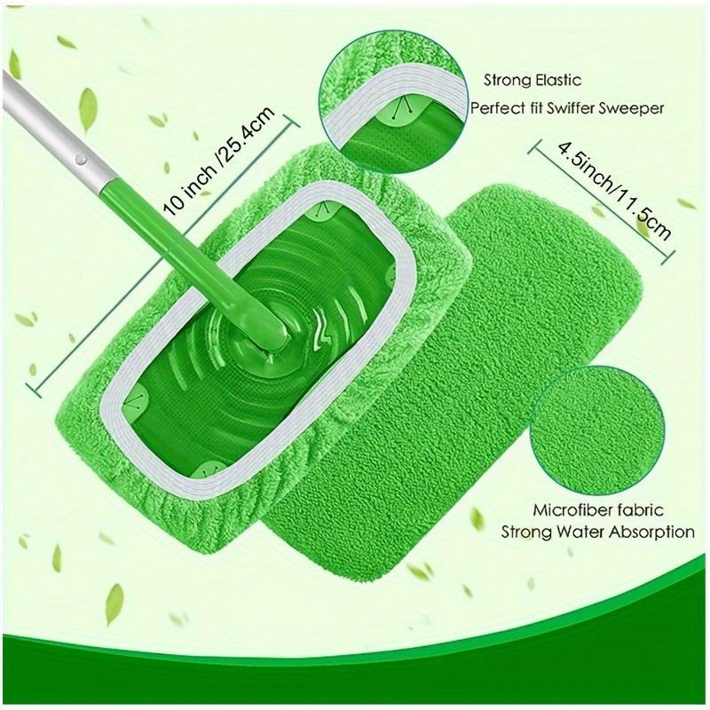 10 Pack Reusable Microfiber Mop Pads - Machine Washable, Fits Swiffer Sweeper, Wet & Dry Cleaning Cloths, Ideal for Hardwood, Marble, Tile & Laminate Floors