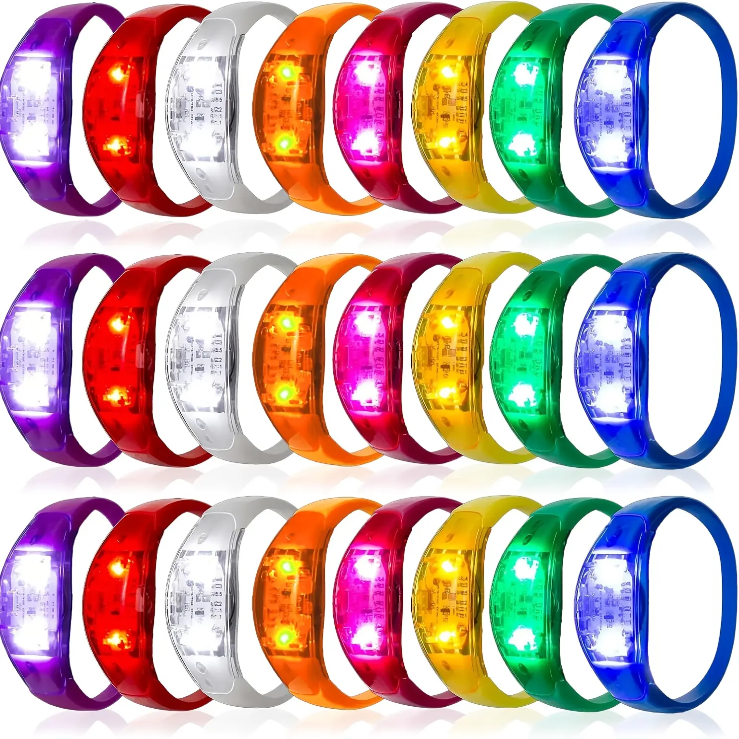 20 LED Light-Up Music Bracelets, Sound-Activated Glowing Bracelets, perfect for celebrity concerts, glow-in-the-dark parties, Christmas party favors, birthday gifts, carnivals, concerts, and nighttime events (durable silicone)