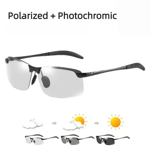 Photochromic Sports Sunglasses with Polarized Lens for Men and Women Outdoor Driving Cycling Fishing 100% UV400 Protection Eyewear Anti Glare Eyeglasses Reduce Eye Fatigue Safety Glasses Shades