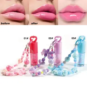 QIUFSSE 3 Color Y2K Lip Oil Pendant with Detachable Chain, Moisturizing & Nourishing Gloss, Multifunctional Charm for Bag, Phone & Hand, 5ml Magic Hydration