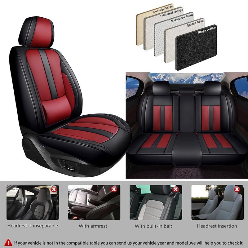 For Honda Accord 2003-2024/ Civic 2003-2023 Car 5 Seat Covers with 3D Waist Support, Premium Napa Leather Front & Rear Full Set Seat Covers Cushion Protector Pad with Storage Bag Scratch-Resistant Waterproof, 40/60 60/40 50/50 40/20/40 Split Rear Benches