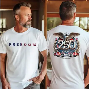 Freedom 250th Anniversary T-shirt, USA 250 Years Independence Apparel, 1776–2026 America Anniversary, Patriotic Freedom, Unisex Top