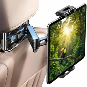360° Rotating Car Headrest Tablet Holder, Adjustable Backseat Mount for Tablets & Phones 5.5–18.4 Inch