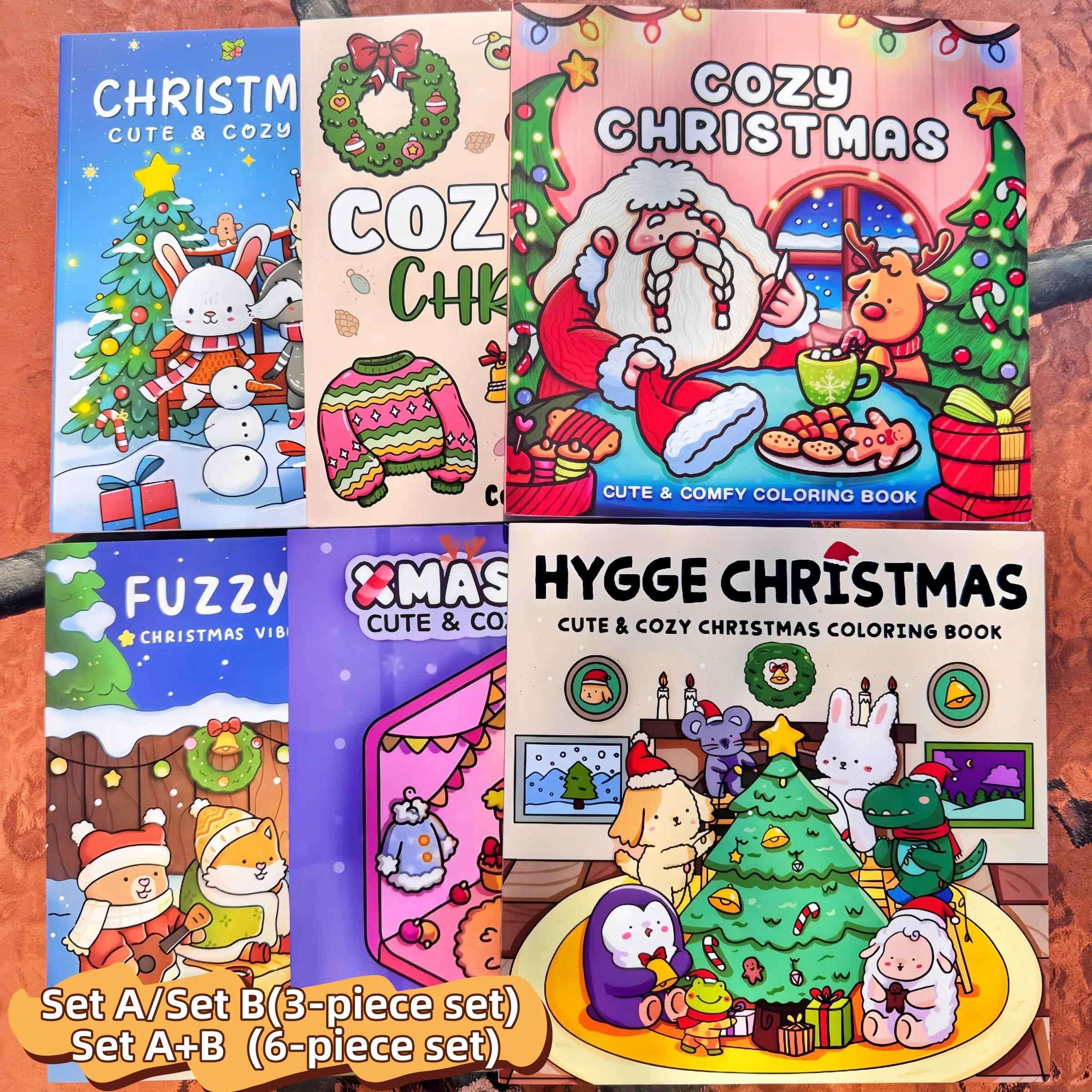 Christmas Theme Coloring Book Set, 3/6 Pieces Stress Relief Coloring Books, Kids Art Supplies, Ideal for Daily Drawing, Travel Entertainment, Bedtime Activities, Coloring Gift Book