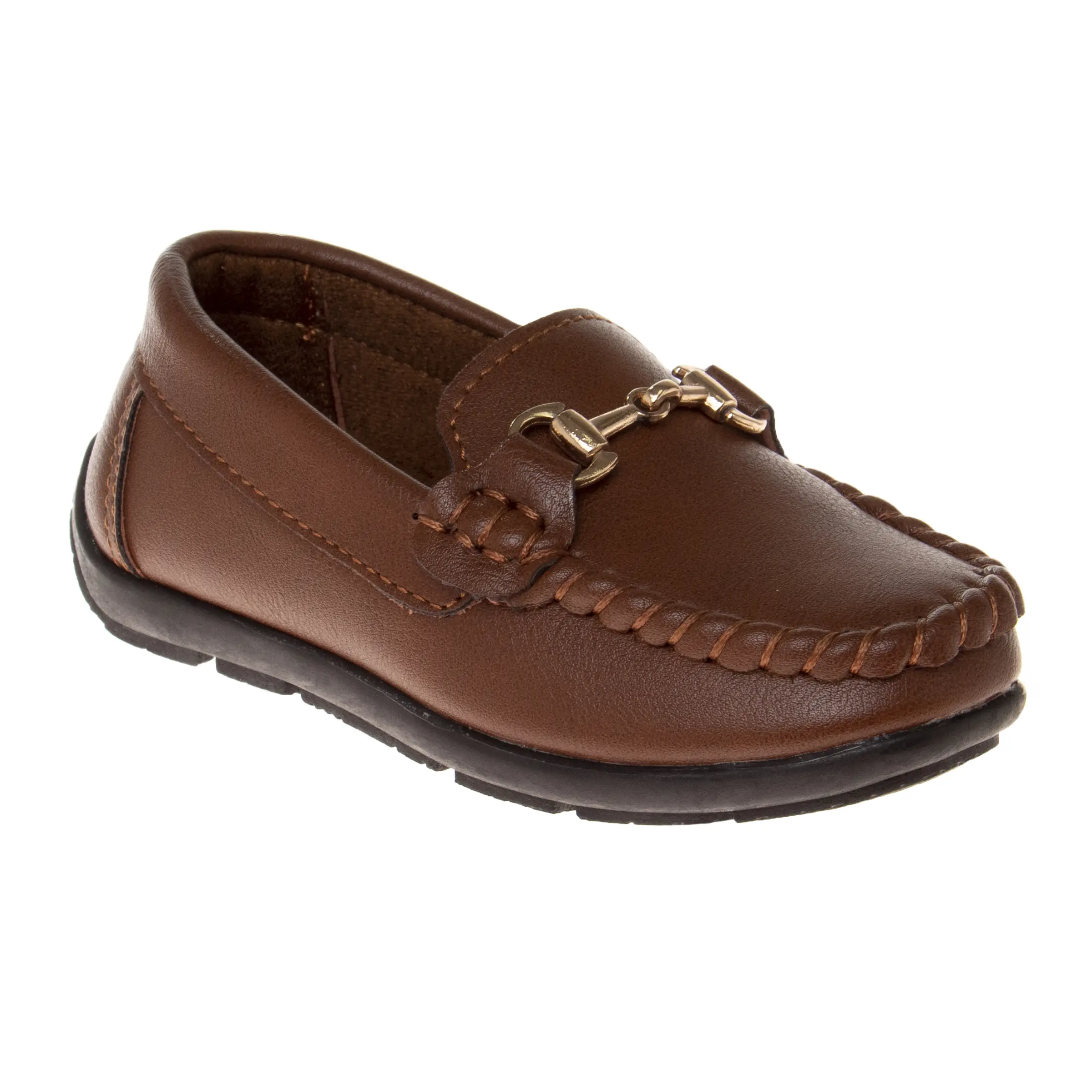 Josmo Boys' Slip-On Boat Shoes, Dressy Casual Loafers with Metal Accent for School and Formal Wear (Toddler/Little Kid)