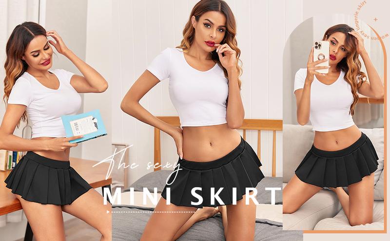 Avidlove Women Role Play Pleated Mini Skirt Ruffle Lingerie for Schoolgirl (XS-4XL)