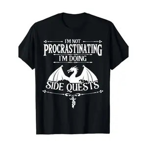 [100% Cotton] [100% Cotton] I'M Not Procrastinating I'M Doing Side Quests RPG Gamers T-Shirt T-Shirt For Men And Women