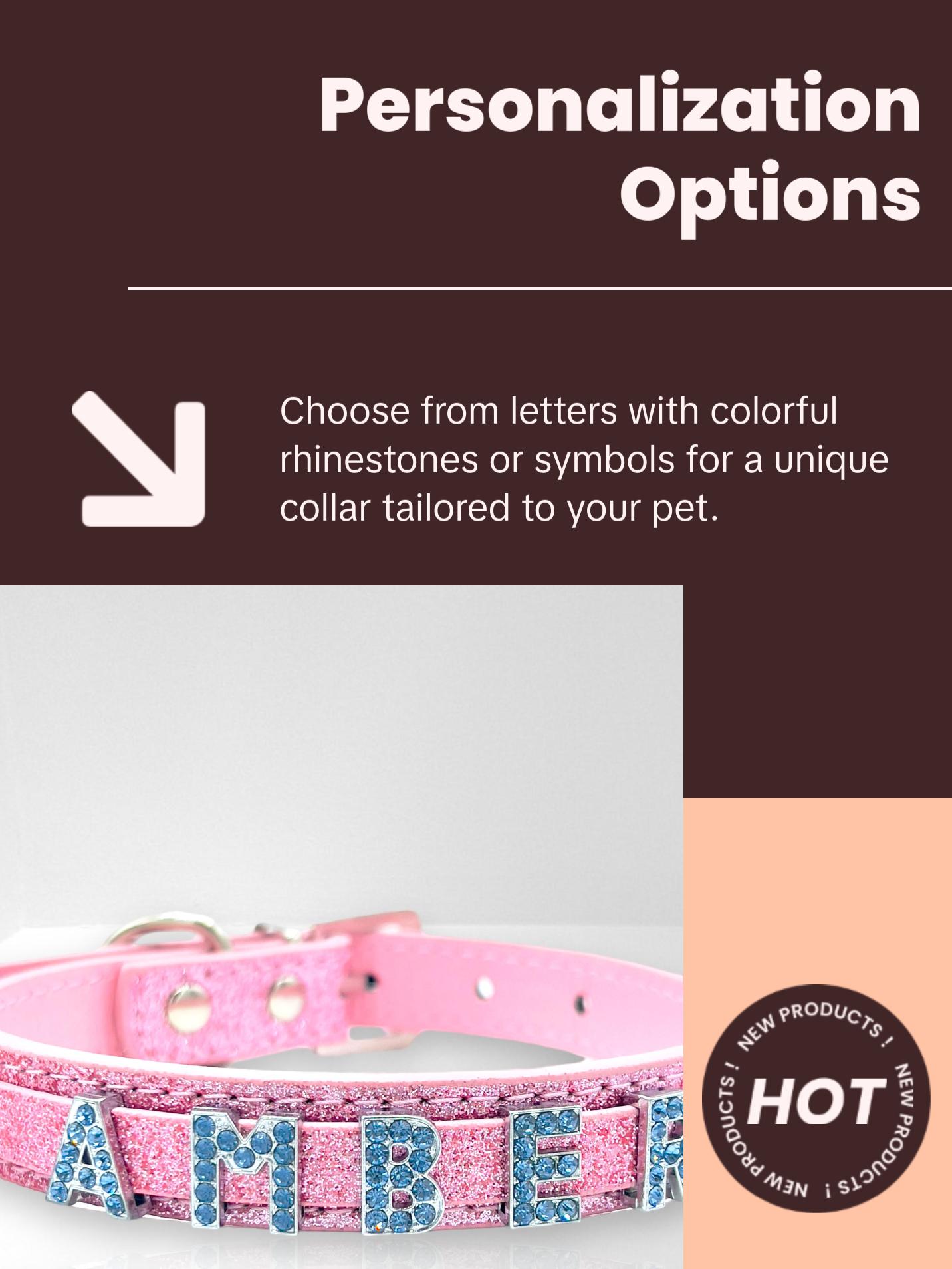 ALPHABET Brilliance Personalized Handmade PU Leather Dog Collar