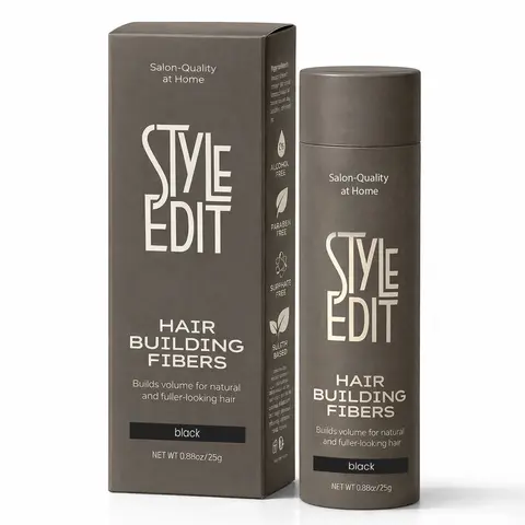 Style Edit Hair Building Fibers for Thinning Hair | Conceals Receding Hairlines, Fine Hair & Bald Spots | 100% Plant-Based Hair Thickening Powder for Men & Women