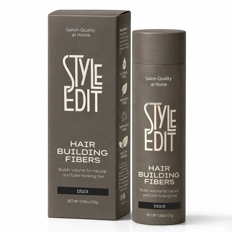 Style Edit Hair Building Fibers for Thinning Hair | Conceals Receding Hairlines, Fine Hair & Bald Spots | 100% Plant-Based Hair Thickening Powder for Men & Women