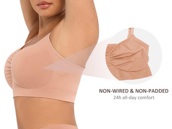 FeelinGirl #live1 Women's Wireless Bra Comfort up to 44DD No Padding No Underwire Unlined Cami Bra Seamless Sports Bra for Everyday Wear Breathable and Stretchy Springtok