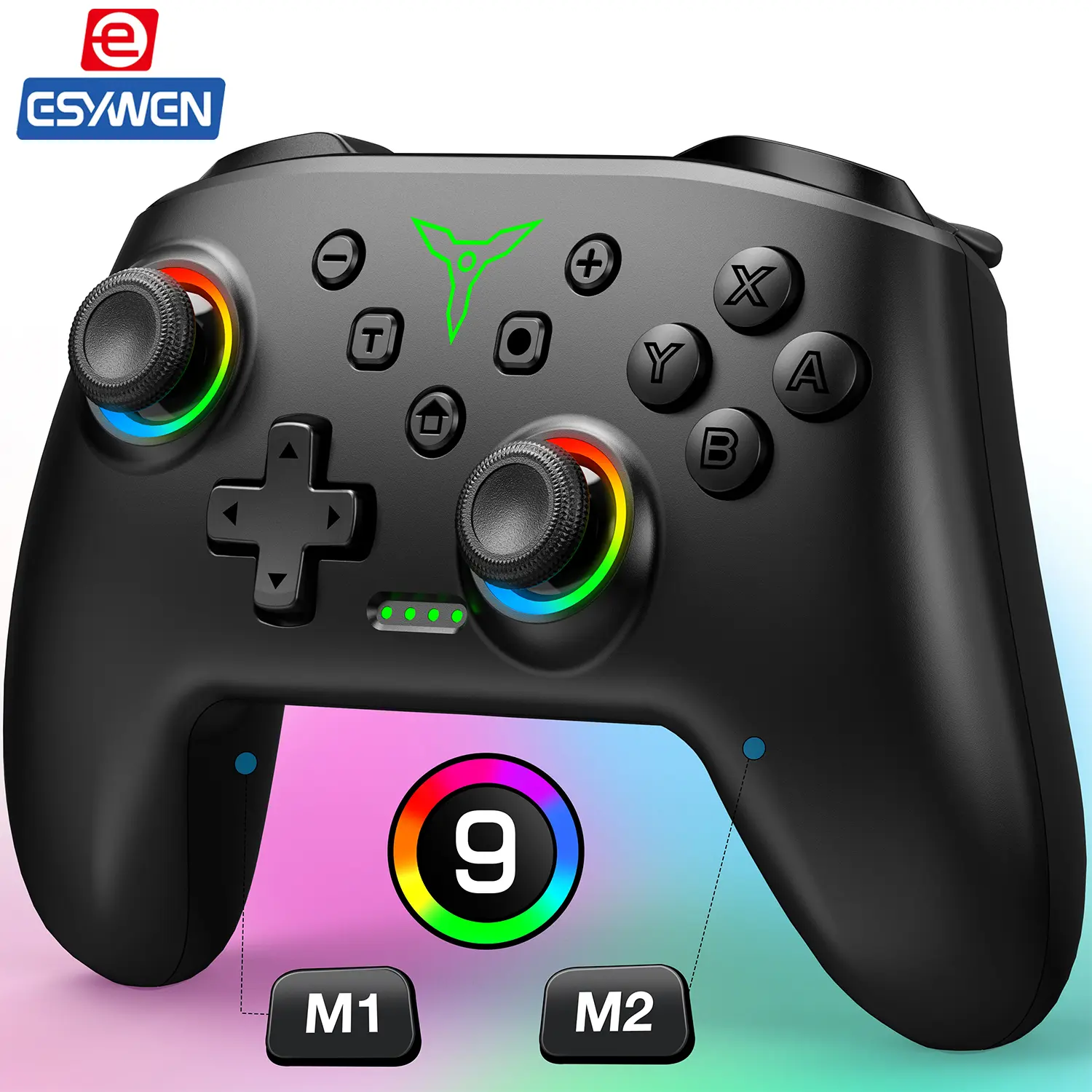 ESYWEN Wireless Game Controller with Adjustable Buttons & Game Lights - 6-Axis Gyroscope, 4-Level Vibration Motors, Console Accessories for Nintendo Switch Series, PC, IOS, Android Enhanced Gaming, Devices, Turbo,back to school,back to school haul