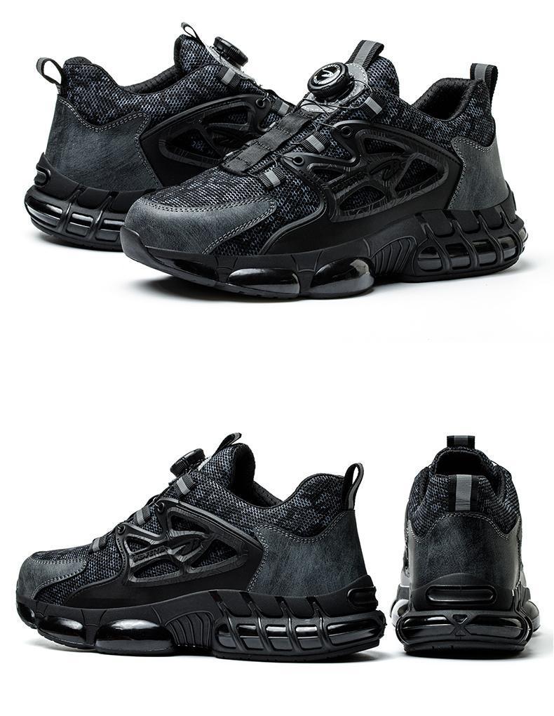 Men's Steel Toe Safety Sneakers with Swivel Buckle - Puncture-Proof Kevlar Midsoles, Anti-Slip Rubber Sole, Breathable Mesh Upper, Durable Work Boots for Outdoor Activities, Blue Collar Workers, Nurses