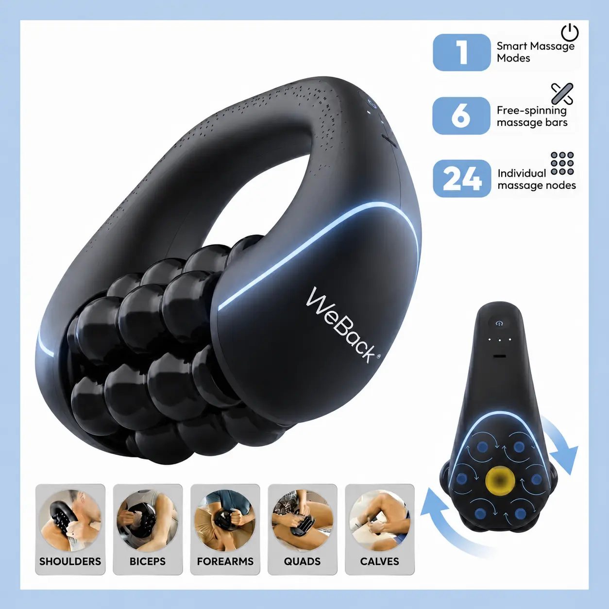 Electric Handheld Body Roller - 3-Speed Cordless Deep Tissue Muscles Massager, USB Rechargeable Self Care Gadgets, Full Body Relief Tool, Relaxing Gifts for Adulting Women