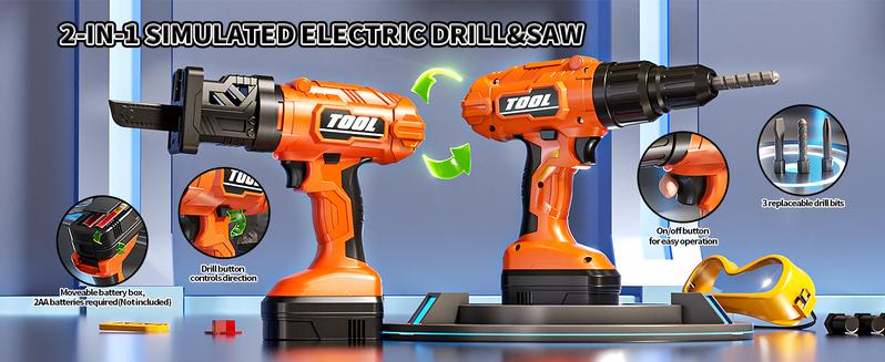 36Pcs Kids Tool Set, Toddler Tool Construction Toys with Belt & Electronic Drill for Boys Girls 3-5, Sturdy Tool Bag Suitable for Outdoor Use