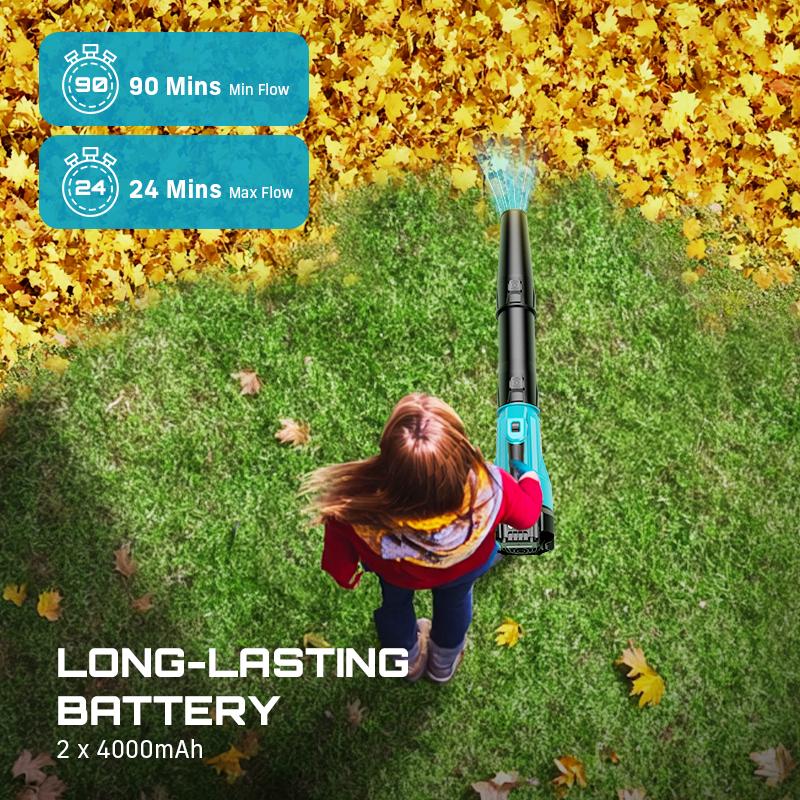 Seesii  Leaf Blower Cordless Electric Leaf Blower/Snow Blower  780CFM/440MPH Brushless Motor 2x4000mAh Batteries Handheld Snow Blower Variable Speed Control Turbo Button Electric Blower for Lawn Care Debris Dust Removal Outdoorfun
