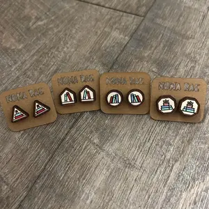 Stacked Book Earrings – Book Lover Wooden Stud Earrings