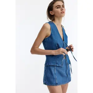 H&M Tie-front denim waistcoat