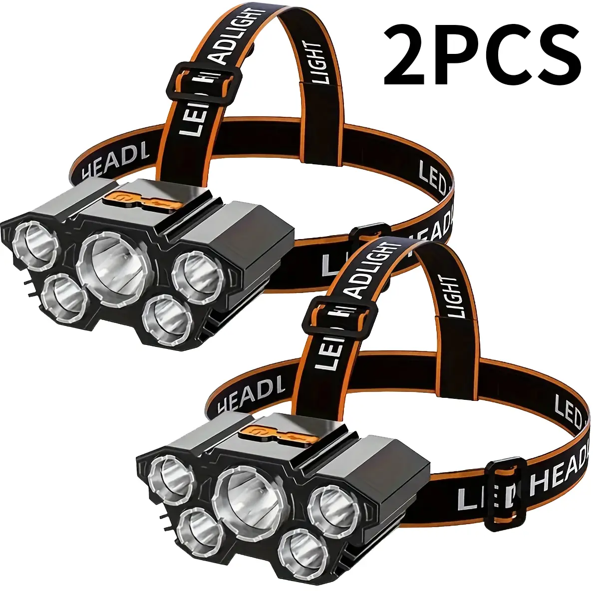LEI ADIGHT 5-LED Headlamp 4 Modes 492 Feet Beam USB Rechargeable 1200mAh Only 118g Comfort Band Perfect for Running Camping Fishing High Lumen Flashlight Adjustable Tactical Flashlights