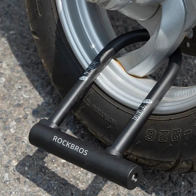 ROCKBROS Bicycle U-lock Steel Carbon Bike Lock Anti Theft w/ 2 keys Black Lock ROCKBROS Bicycle U-lock Steel Carbon Bike Lock Anti Theft w/ 2 keys Black Lock