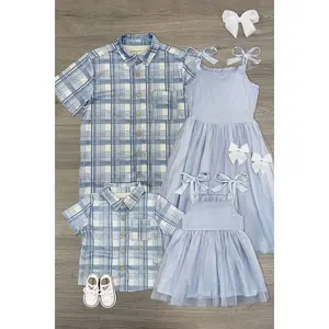 Blue Plaid Family Set