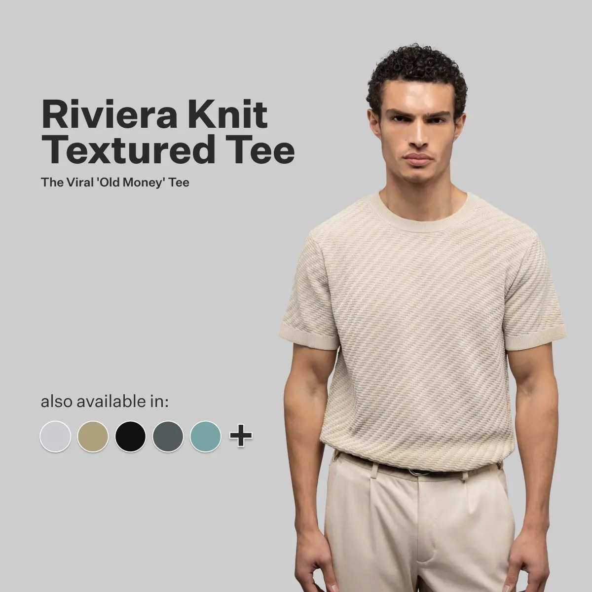 CUTS CLOTHING Men's Riviera Knit Textured Tee, Signature-Fit Crewneck CUTS CLOTHING Men's Riviera Knit Textured Tee, Signature-Fit Crewneck