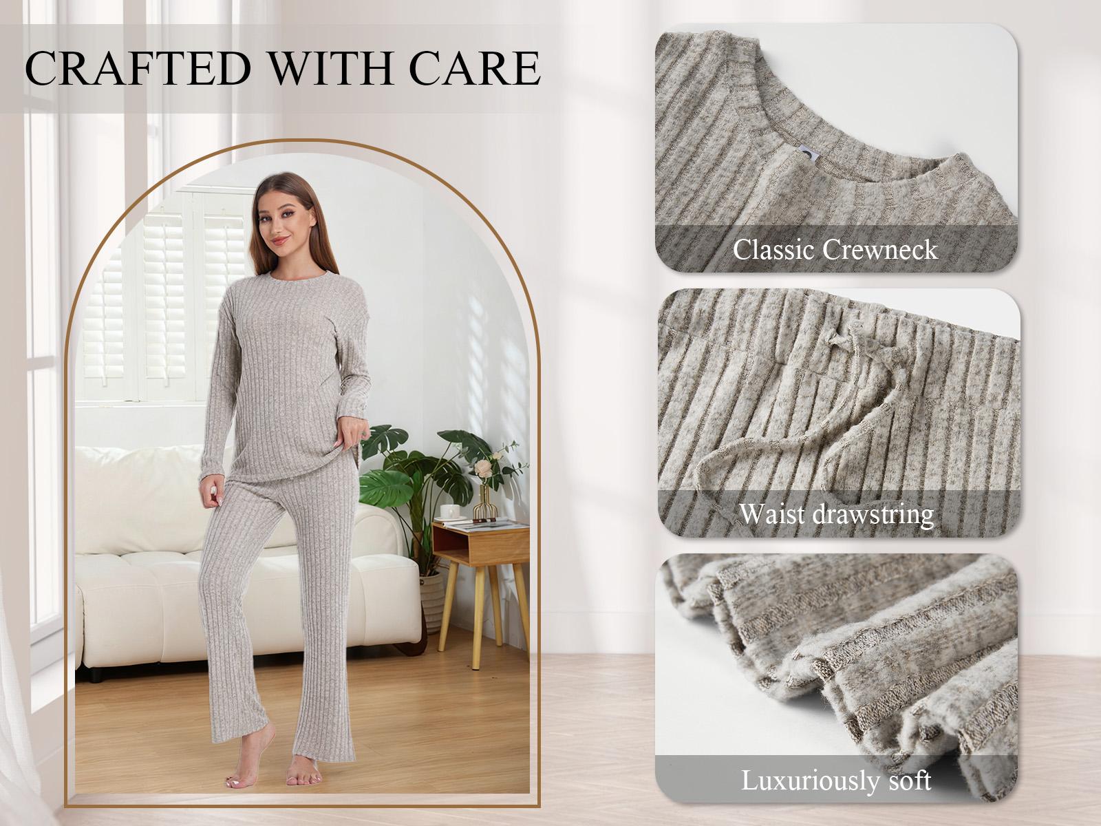 VRcomfy Womens 2 Piece Lounge Set – Cozy Fall Winter Loungewear with Pockets, Soft Matching Sweat Suit Pajamas