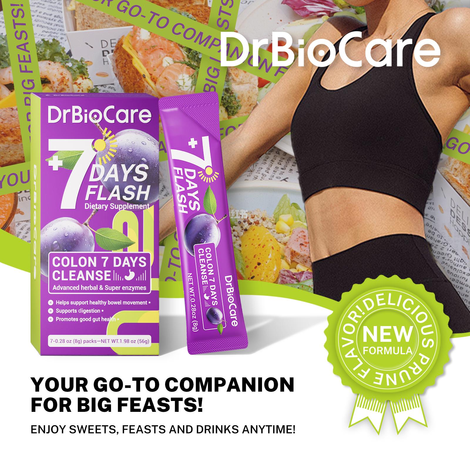 DrBioCare 7 days flash Prebiotic + Herbal Enzyme Formula for Gentle Gut Wellness