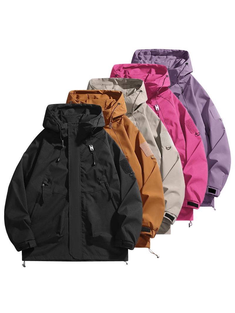 CCCMAI Men's Windbreaker Jacket with Hood Zippered Pockets & Adjustable Drawstrings Regular Fit Spring Fall Outdoor Workwear for Hiking Camping Casual Wear Hiking Gear Functional Design Durable Fabric