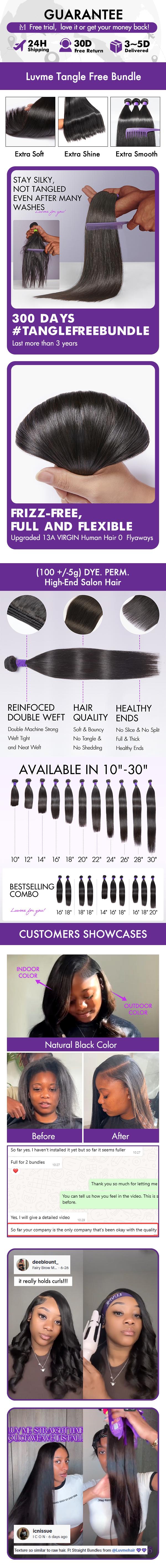 LUVME Upgraded 13A 100%  Virgin Remi Human Hair (100+/-5g) Dye. Perm. High-End Salon Hair Body Wave Deep Wave Silky Straight Messy Burmese Curl Bundle S+