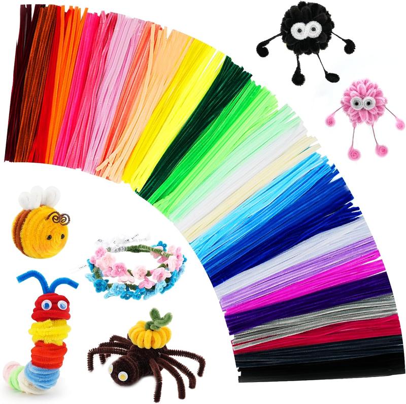 1200PCS Pipe Cleaners Craft, Pipe Cleaners Bulk for Arts and Crafts Supplies Multi-Color Chenille Stems DIY Project Room Decor,Christmas Decorations Creative Toys Gift (12inch*6mm,48colors)