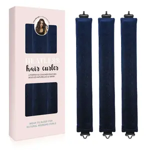 Overnight Heatless Hair Curler Blowout Rods Jumbo, Heatless Curls Satin Jumbo Flexi Rods to Sleep in,Soft Heatless Rod for All Hair Types,No Heat Overnight Sleeping Curls Styling Tools （Navy Blue）