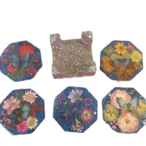Resin butterfly coasters set
