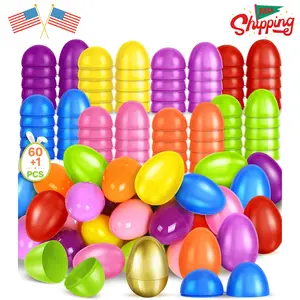 2.3” Unfilled Easter Eggs, 60 pcs Colorful Egg Plus 1 Golden Egg