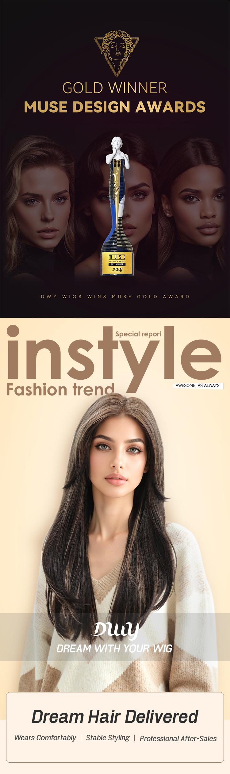 Kaitlyn C-NEW!! DWY 13x4 Lace Front Free Part Linen Brown with Highlights Hand-Tied Top Middle Length Glueless Synthetic Wig for Women 22 Inches Natural Hairline