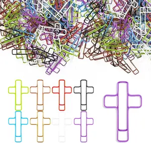50PCS Bible Paperclips – Cross-Shaped PET Coated Paper Clips, Christian Bookmark for Bible Journaling, Planner, Office Use – Multicolored Cute Faith Gift