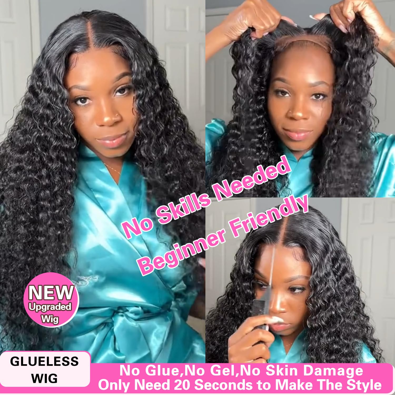 Glueless Wigs Human Hair Pre Plucked Pre Cut 6x4 5x5 Hd Lace Closure Wear and Go Deep Wave Curly 13x4 13x6 Lace Front Wigs for Black Women Wet and Wavy Natural Hairline