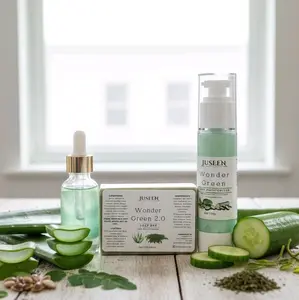 Wonder Green Face Set- Facial Bundle with Soap, Serum and Face Moisturizer