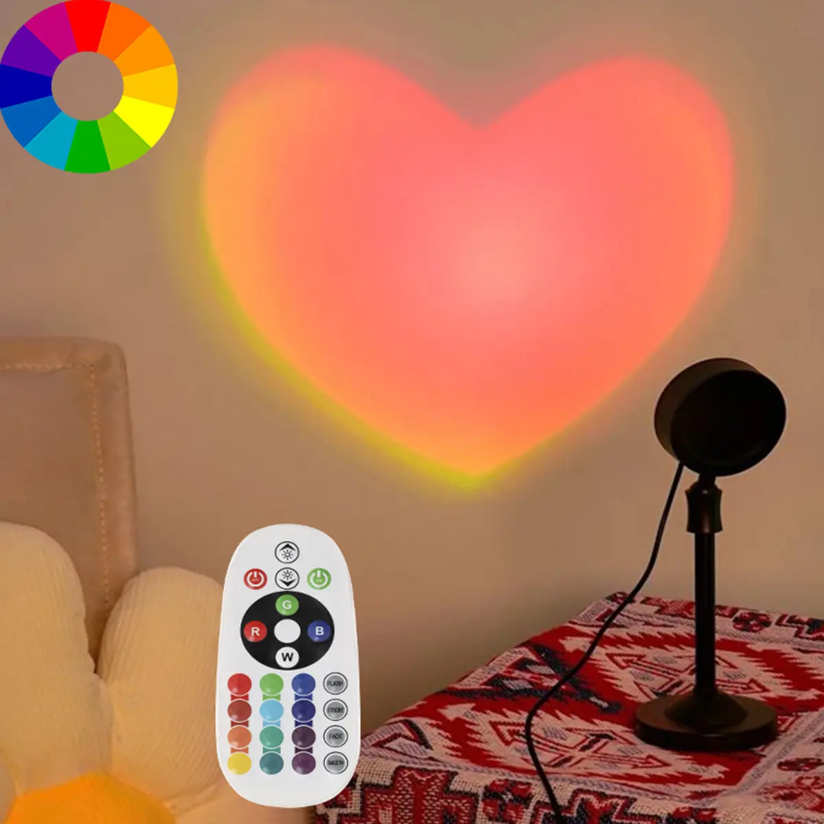 Sunset Projection Ambient Light, Multi‑Function Soft Glow Mood Lamp, Portable Desktop Aesthetic Background Light for Live Streaming, Bedroom Decor & Photo Shooting Atmosphere Lighting