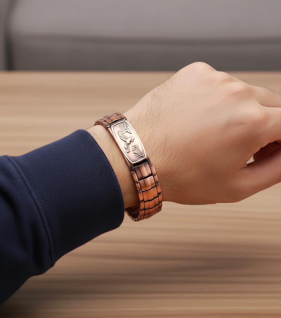 Magnetic Bracelet for Men Adjustable Sizing Tool Eagle Pattern Magnetic Field Therapy Jewelry Gift with Tuner Included