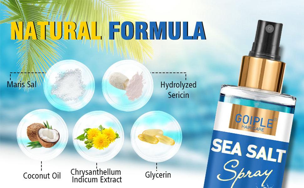 Sea Salt Spray for Men & Women, Natural Texture Spray for Hair Volume Adds Instant Thickness Light Hold Coconut Gel