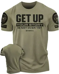 073. Get Up Funny Workout Gym T-Shirt for Men Athletic Sports Clothing Active Wear Activewear Fitness