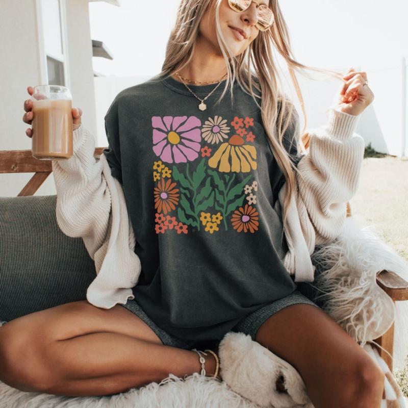 Comfort Colors Boho Floral shirt, Abstract Wildflower Shirt, Women's Spring Shirt, Flower Shirt, Gift for Women, Summer Shirt, Nature Shirt Crewneck Comfort Colors Boho Floral shirt, Abstract Wildflower Shirt, Women's Spring Shirt, Flower Shirt, Gift for Women, Summer Shirt, Nature Shirt Crewneck
