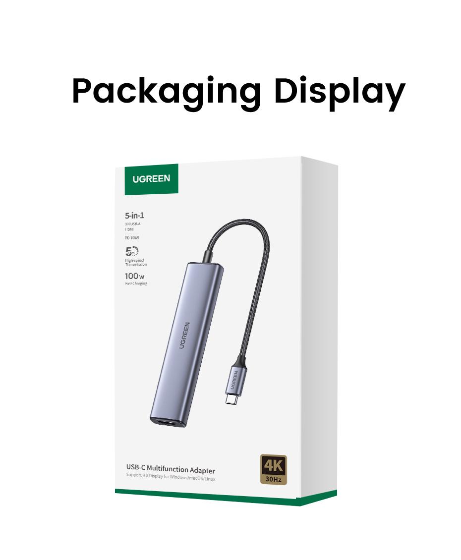 UGREEN USB C Hub 5 in 1 Multiport Adapter Revodok 105 4K HDMI, 100W Power Delivery, 3 USB-A Data Ports, USB C Dongle for MacBook Pro/Air, iPad Pro, iMac, iPhone 16 Pro/Pro Max, XPS, Thinkpad（HDMI Cable Not Included),Tiktokshopstockup