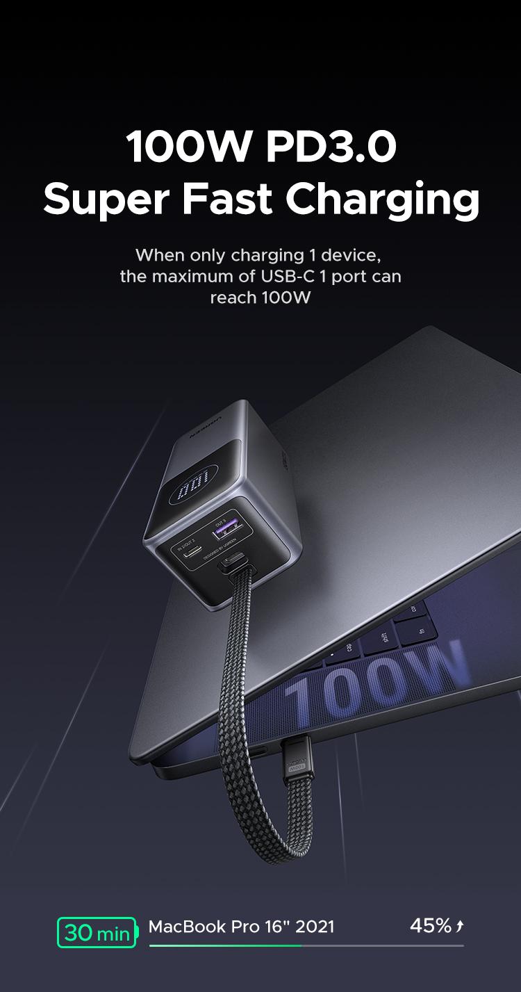 UGREEN Nexode Power Bank 20000mAh 130W Portable Charger Built-in USB C Cable, Pack with TFT Smart Display for MacBook/iPad/iPhone 17 16/Samsung S24 and More ,September Restock，TikTokShopBlackFriday ,TikTokShopJumpstartSale