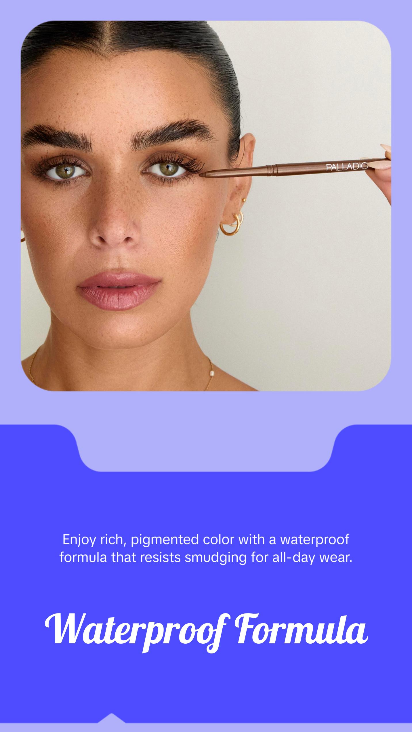 Palladio Retractable Waterproof Eyeliner, Richly Pigmented Color and Creamy, Slip Twist Up Pencil Eye Liner, Smudge Proof Long Lasting Application, All Day Wear, No Sharpener Required