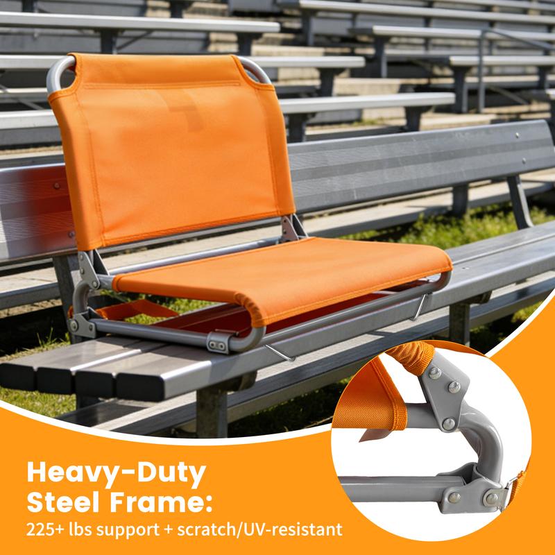 Game-Day Essential Foldable Waterproof Stadium Seat Heavy-Duty Portable Sports Chair with 600D Oxford Fabric & Ergonomic Curved Backrest