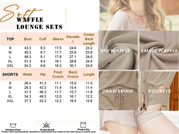 EKOUAER Womens Waffle Knit Sets Long Sleeve Top and Shorts Matching Lounge Set Loungewear Sweatsuit with Pockets EKOUAER Womens Waffle Knit Sets Long Sleeve Top and Shorts Matching Lounge Set Loungewear Sweatsuit with Pockets